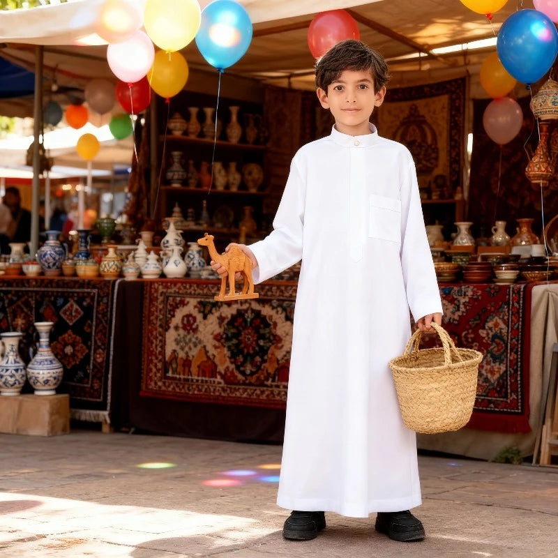 Eid Al Fitr Boys Muslim Clothing Saudi Arabian Robes Children's Prayers Islamic Clothing Children's Dresses Ramadan Robes