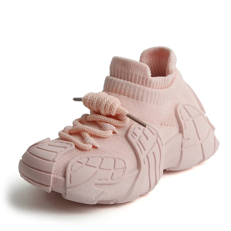 Kid Shoes Sneakers Fashion Knit Luxury Designer High Top Children Shoes Comfortable Casual Running Sports Tennis Shoes Boy Girls