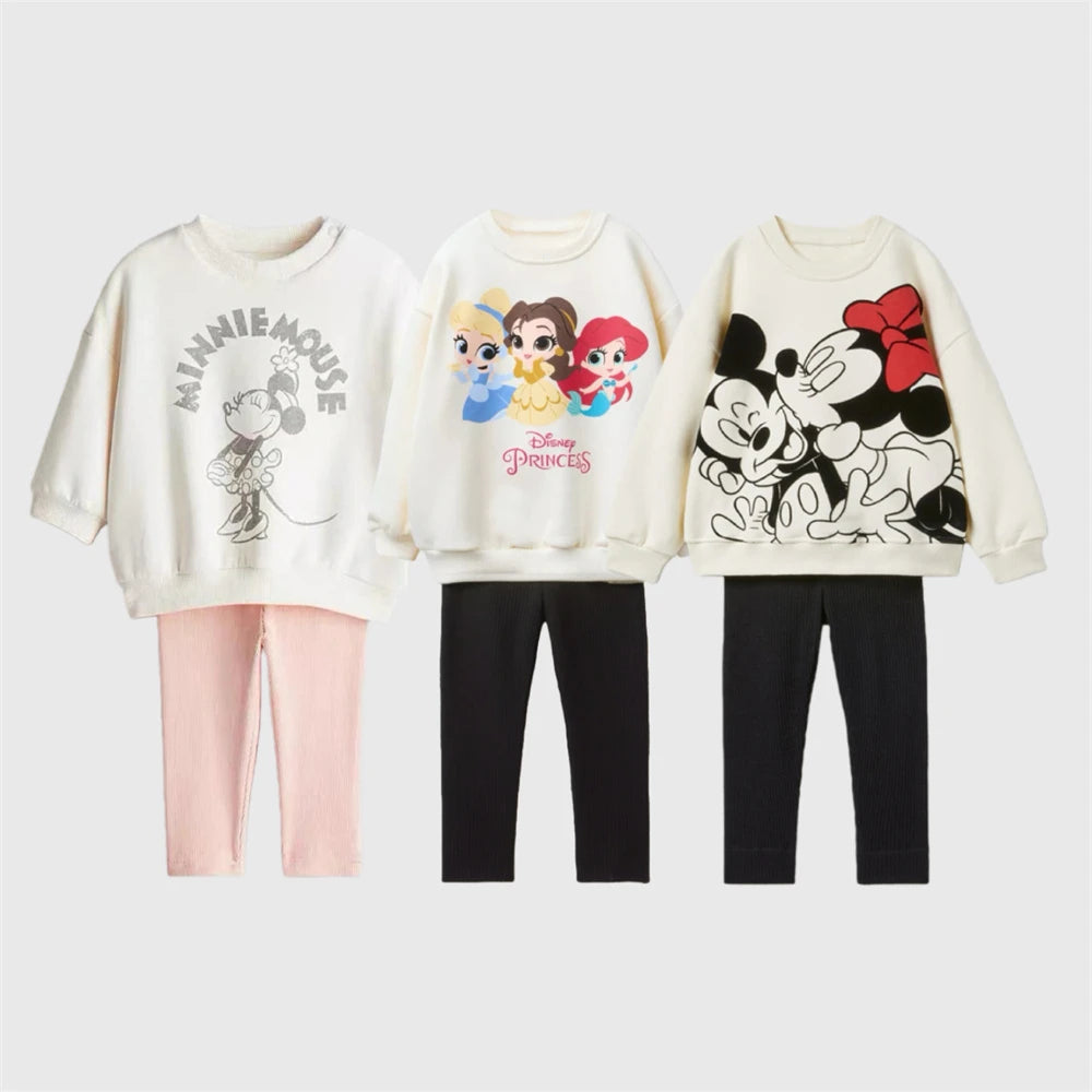2pcs Cute Hoodie +Sweatpants Autumn Clothing New Design Long-sleeved Tracksuits Cartoon Round Neck Tops Loose Trousers Suit