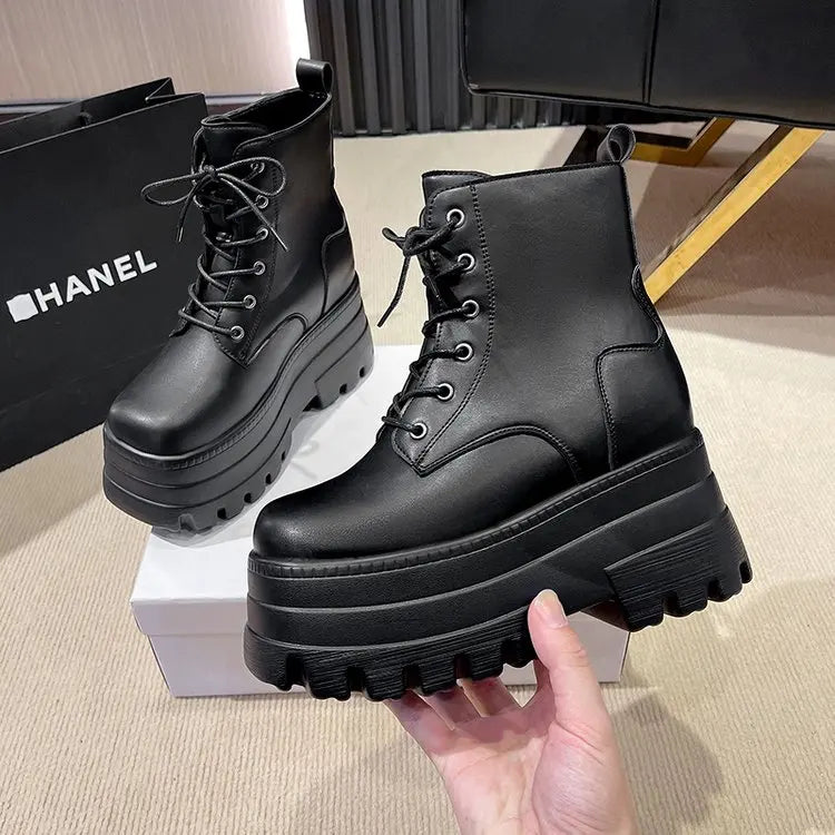 Women Short Boots Fashion thick Bottom Casual Ankle Boots Spring Autumn Woman Platform Shoes Plus Size High Heels Botines