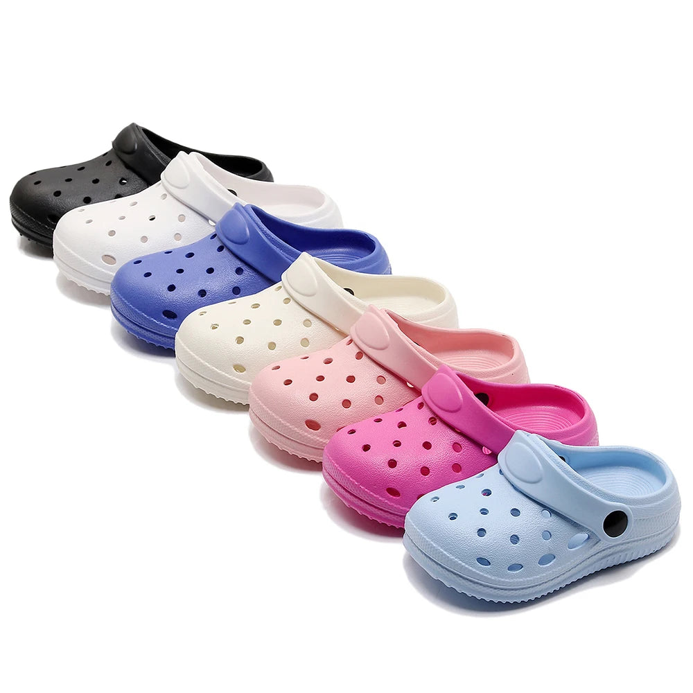 Kids Sandals Hole Children's Shoes Slippers Soft Anti-Skid Simple DIY Design Hole Baby Shoes Sandy Beach For Boys Girls