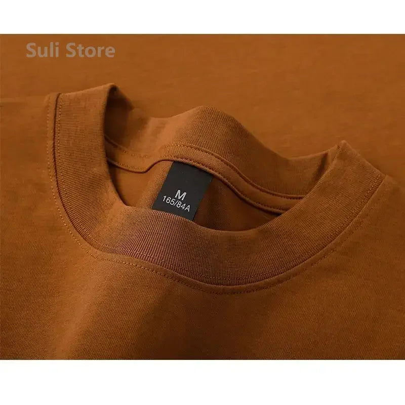 600g Heavy-duty Cotton Short Sleeved T-shirt for Men's Fashion Pure Cotton Thickened Short Sleeved Half Sleeved Tee