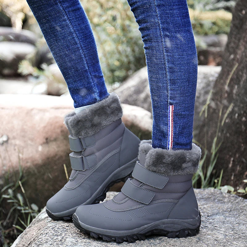 Boots for Women Platform Outdoor Snow Boots Non-slip Winter Walking Shoes Fur Warm Ankle Boots Wedge Waterproof Thigh High Boots