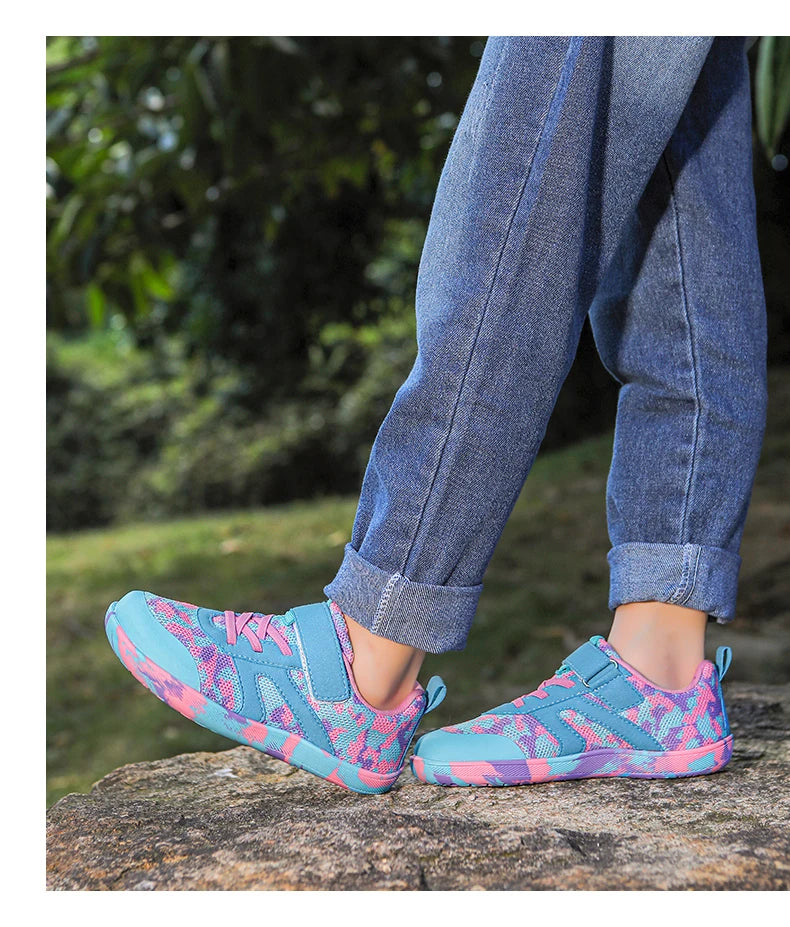 Kid Wide Width Barefoot Shoes | Boys/Girls Minimalist Elastic Opening Sneakers| Flexible- Zero Drop Sole Outdoor Children Shoes