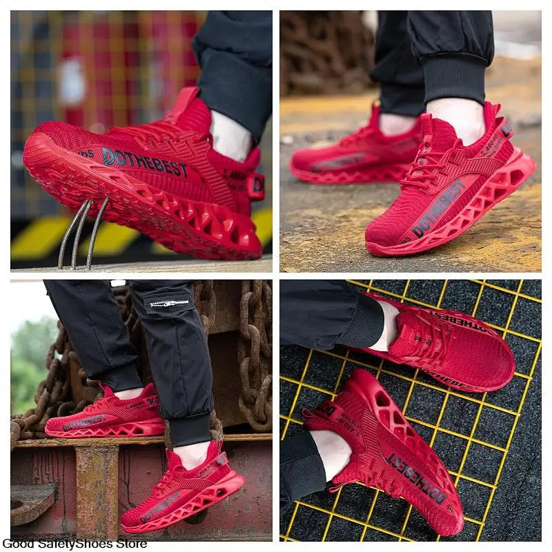 Safety Shoes Men For Work Sneakers Women Men Steel Toe Work Shoes Security Protective Shoes Lightweight Anti-Smash Anti-Puncture