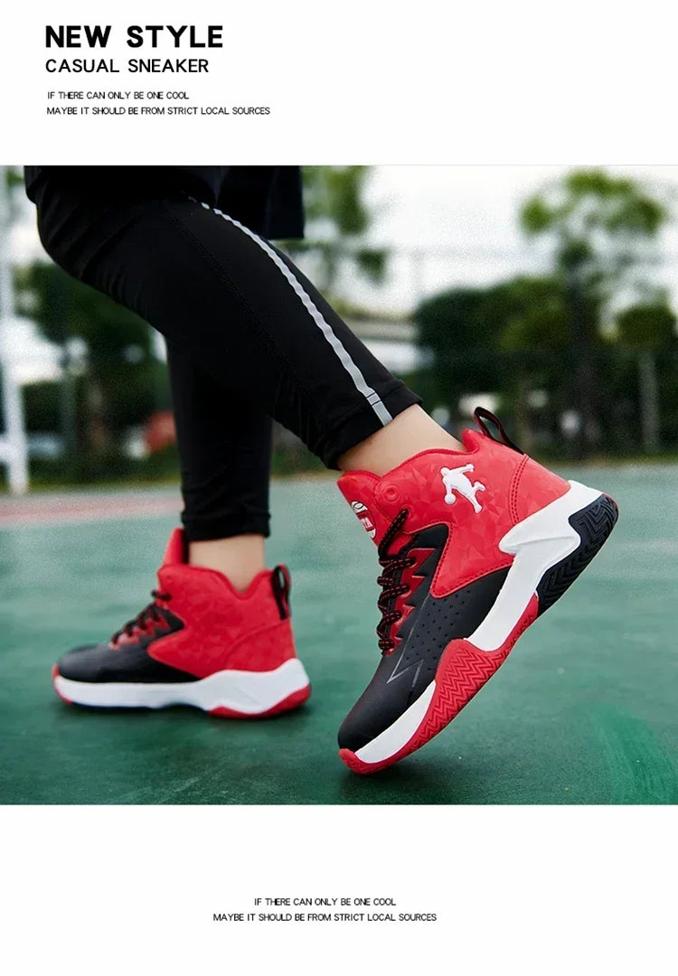 Boys Basketball Shoes High Quality Soft Top Thick Sole Non-slip Kids Sneakers Children Trainer Shoes Outdoor Boy Sport Basket