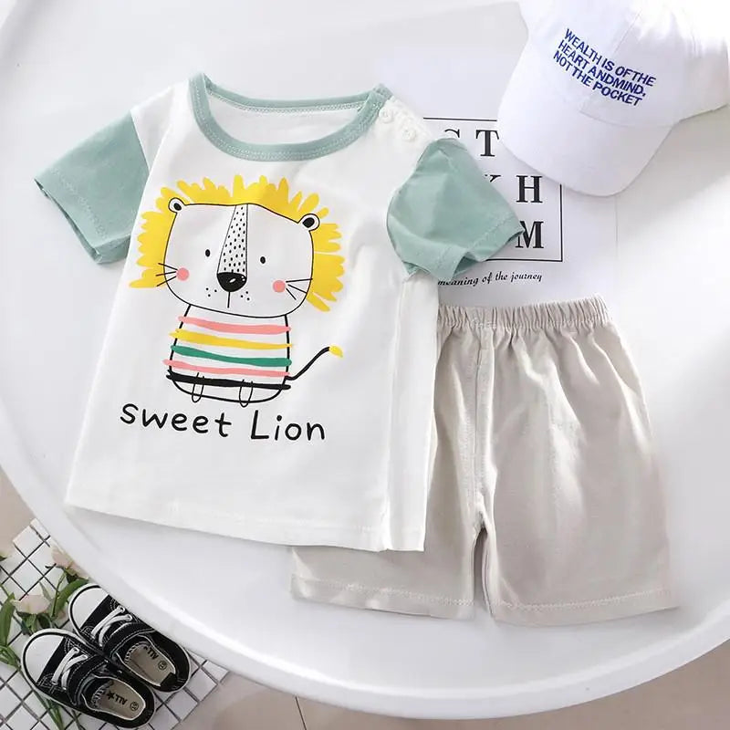 2022 New Summer Infants Clothes Short Sleeve T-shirt+shorts 2-piece For Baby Boys Girls Kids Outfit Children's Clothing Sets
