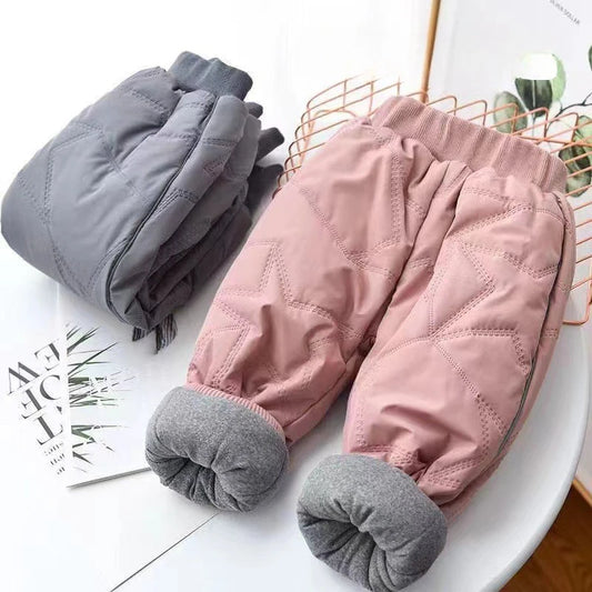 Kids Winter Thermal Pants Cotton-Padded Warm Trousers for Cold Weather Outdoor Snow Play & Comfort
