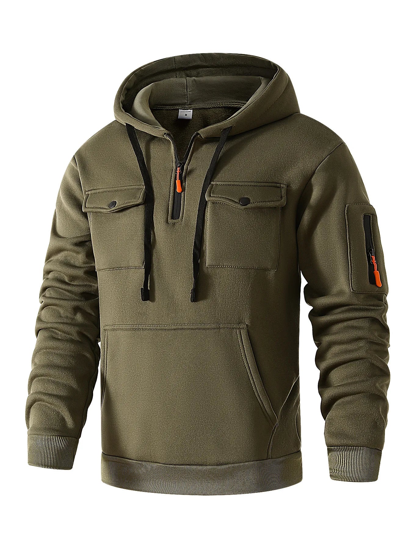 Men's Fashion Hoodie 2025 Spring Autumn Casual Sporty Style Trendy Embossed Design with Pocket Versatile Hooded Sweatshirt