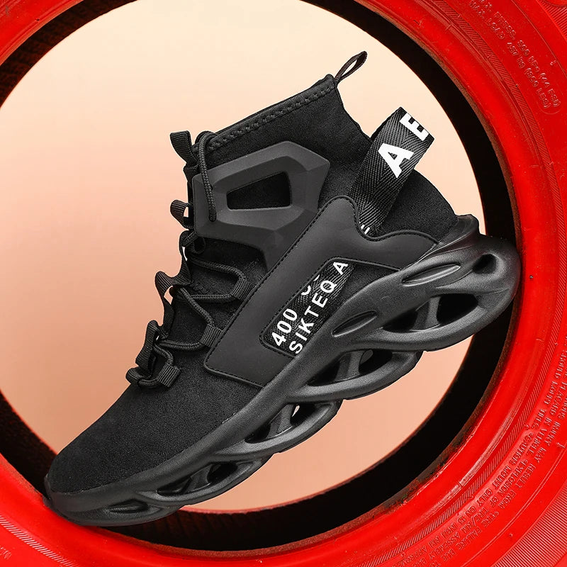 Men's high-top, large-sized casual sports shoes, anti-slip, breathable, woven mesh, loafers, running and tennis men's shoes