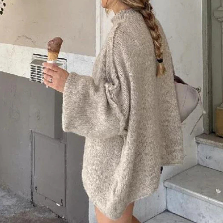 Trend Women's Warm Loose Knit Pullover Sweater Oversize Soild Color Sweaters Fall Alternative Clothes