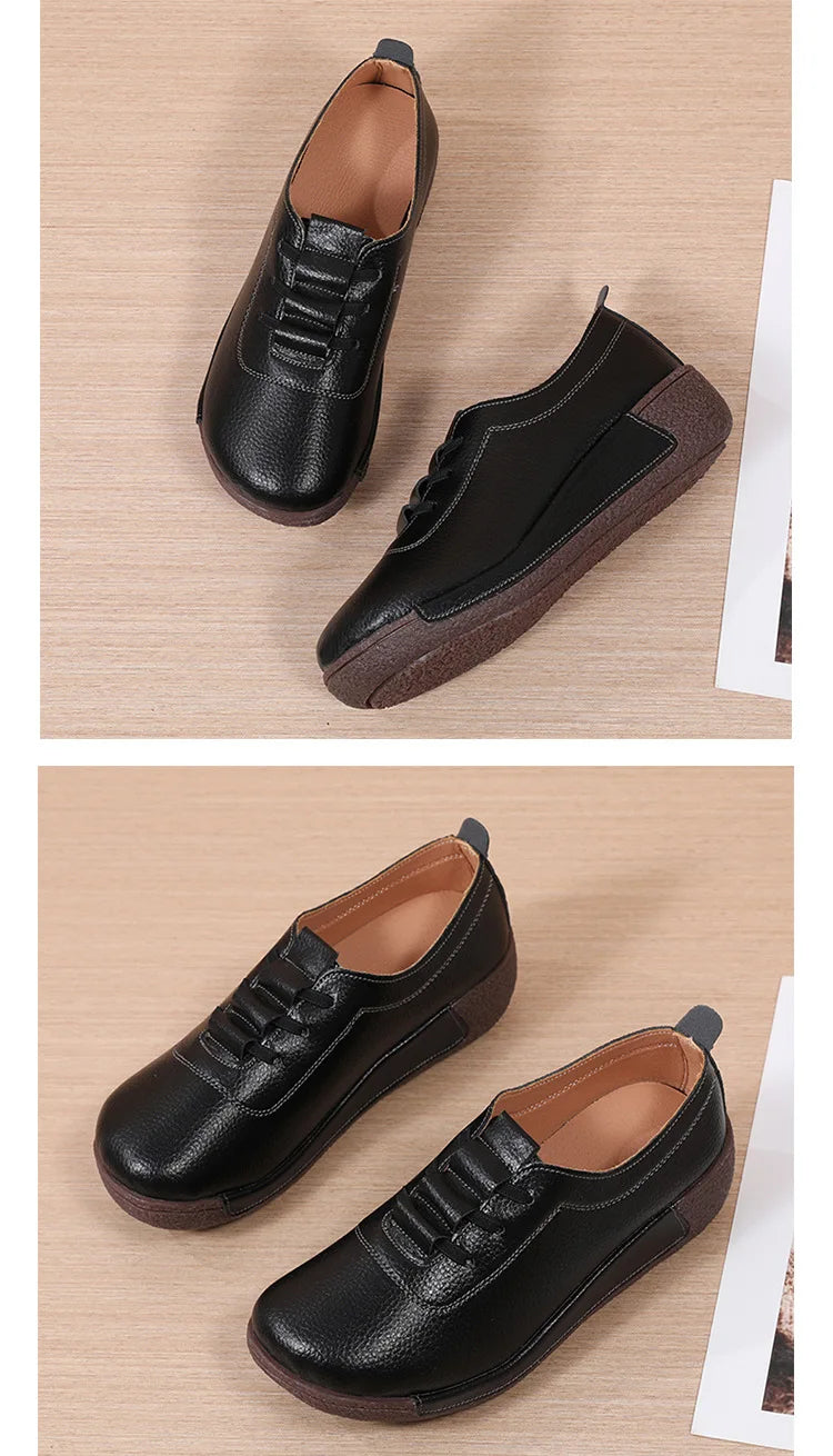 2025 Women Casual Shoes Genuine Leathe Platform Loafers for Women Wedge Sneakers Zapatos Mujer Fashion Slip on Ladies Moccasins