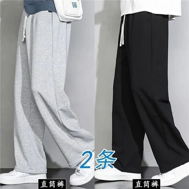 Spring Autumn Loose Wide Leg Thin Straight Leg Sweatpants Trendy Casual Sports Winter Grey Long Pants for Men And Children