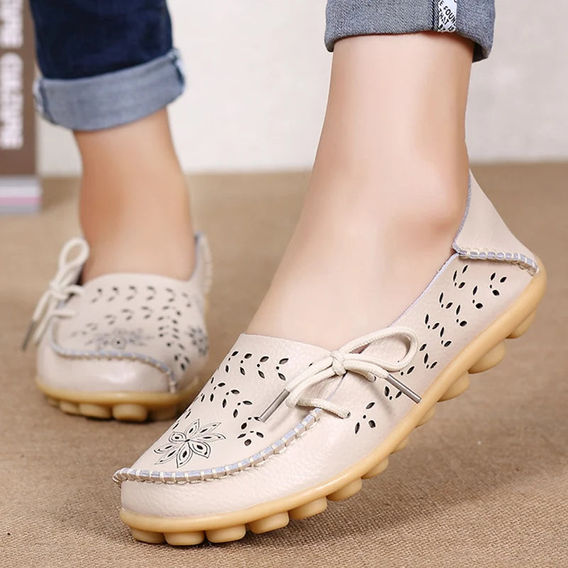 Women's Shoes Fashion Women Flats Genuine Leather Loafers Women's Moccasins Flats Ladies Shoes Female Slip On Ballet Flat Shoes