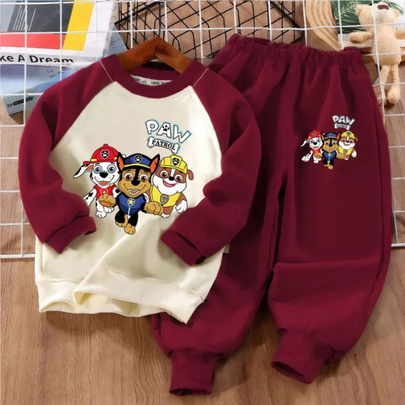 PAW Patro Print Kids Sport Clothes Sets Spring Fall Boys Spliced Sweatshirt 2-piece Suit Kids O Neck Hoodies  Trousers 2pcs Set