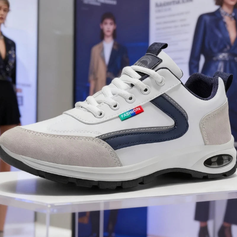 Fashion Sneakers for Men Non Slip Shoes Suede Detailing Outdoor Versatile Lace Up Platform Shoes Spring and Autumn Sports Shoes