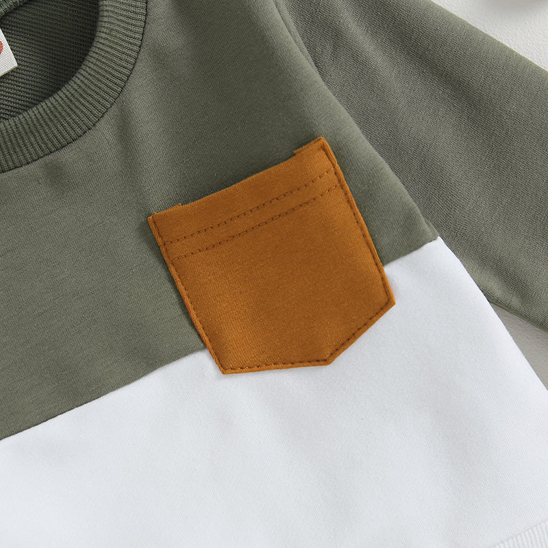 visgogo 0-3Years Baby Boys Clothes 2Pcs Fall Winter Outfits Long Sleeve Contrast Color Pullover Tops and Pants Toddler Tracksuit