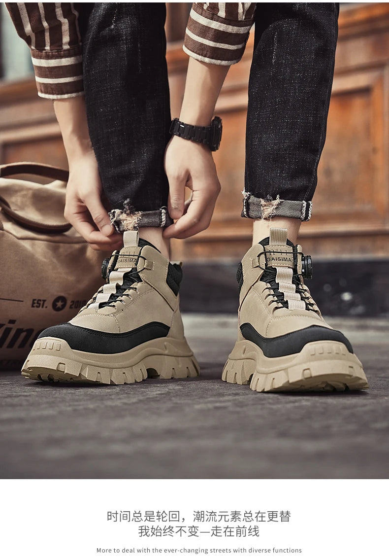 Men's Short Boots 2024 Winter New Thick Soled Work Casual Shoes Waterproof Non-Slip Sneakers Male Tenis Shoes Outdoor Boots Men