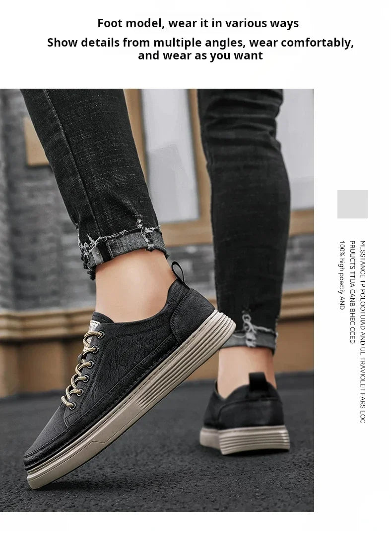 Classic Men's Sneakers Platform Slip on Casual Shoes for Men Leather Sneakers New Comfort Flat Shoes Spring Men's Loafers Shoes