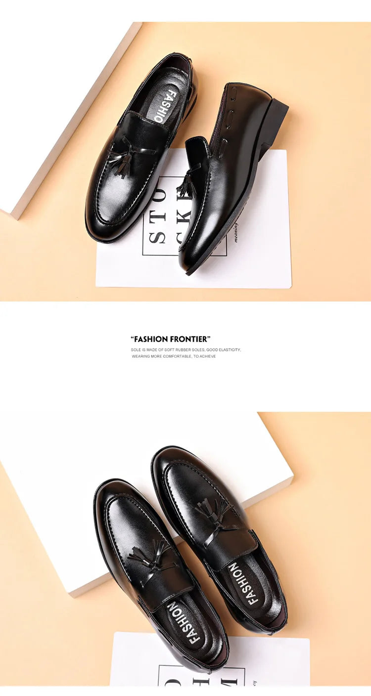 Mens Dress Shoe Fashion Male Loafers Business Wedding Shoe Men Black Elegant Classic Man Formal Leather Social Men's Lofer