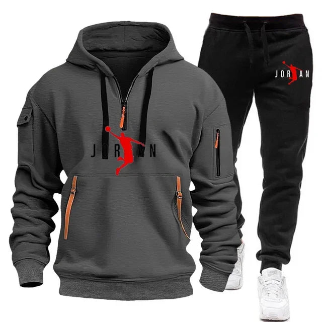 2025 Autumn and winter new trend men's blazer + Tracksuit pants Fashion casual jogging print sportswear outdoor sportswear