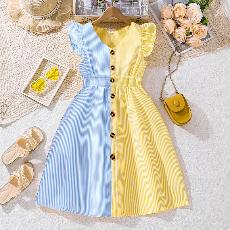 Kids Dress For Girls 8-12 Years Summer Girls Dopamine Dress Graduation Birthday Party Event Fresh Sweet Style Girls Dress