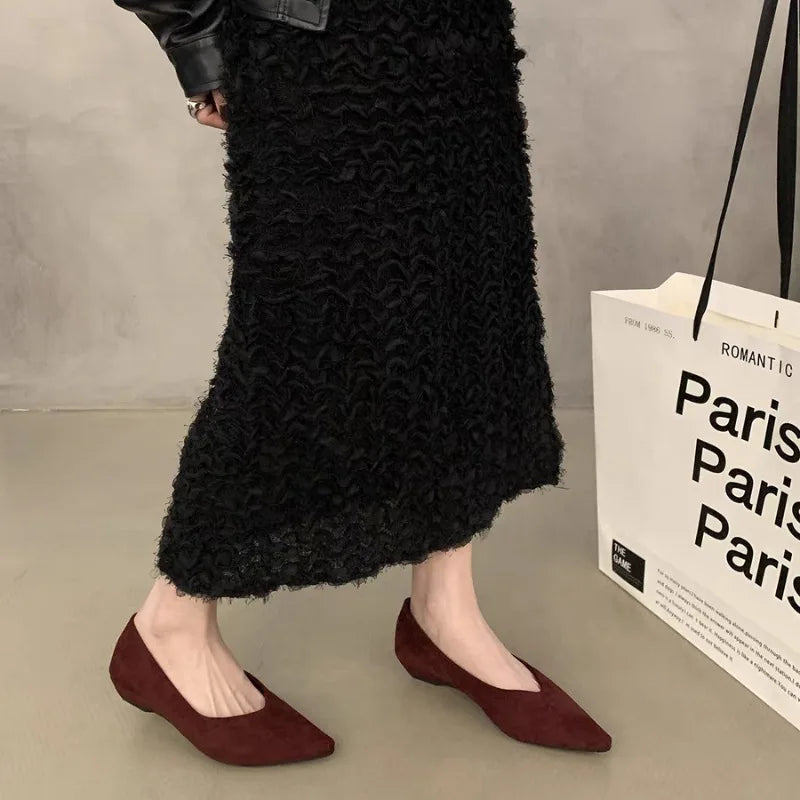 Women's Fashion Flat Shoes 35-39 Pointed Toe Shallow Mouth One Foot Stirrup Single Shoes Comfortable Soft Bottom Women's Shoes