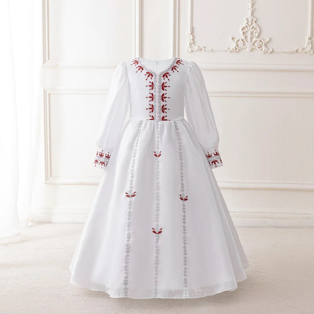 Muslim Ramadan Prayer Gowns Party Girls Dress Long Sleeve Robe Arabic Dubai Abaya Girls Dresses Eid Child Holiday Prom Costumes