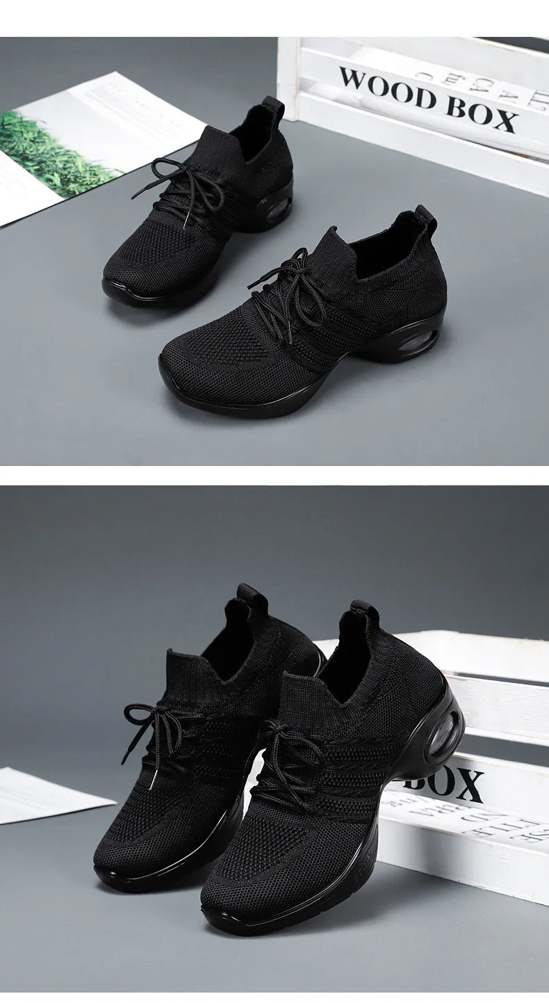 Dance Shoes for Women Stylish Dance Sneakers with Thick Soles Lightweight Fashion Walking Shoes Height Increasing Lady Flats