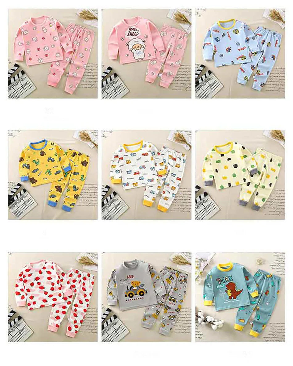 Cotton Kids Pajamas Set for Boys Girls Autumn and Winter Cartoon Sleeping Loungewear Children Night Sleepwear Home Wear Clothes