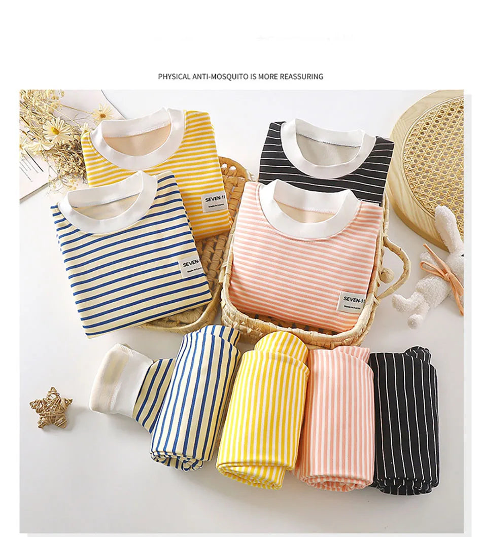 Thickened Plush Fleece Lined Children Thermal Homewear Underwear Warmth and Comfortable Set Unisex Suitable Kids in Cold Seasons