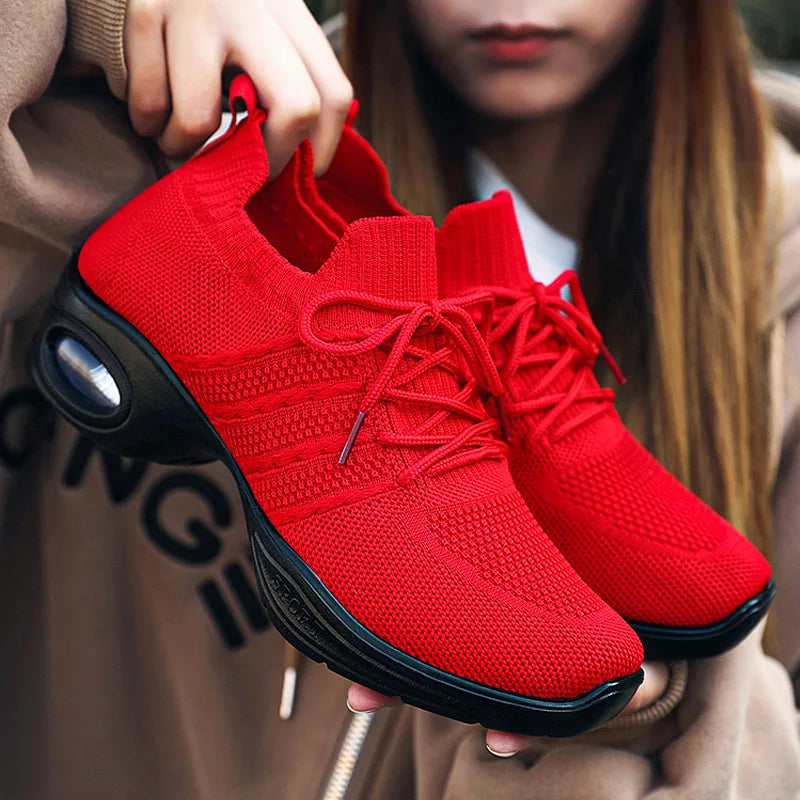 Dance Shoes for Women Stylish Dance Sneakers with Thick Soles Lightweight Fashion Walking Shoes Height Increasing Lady Flats