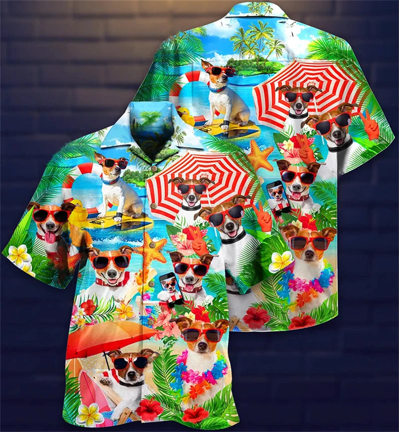 Hawaiian shirt Animal Dragon 3D shirt Summer loose breathable men's short sleeved shirt 3D printed Cuban collar men's clothing