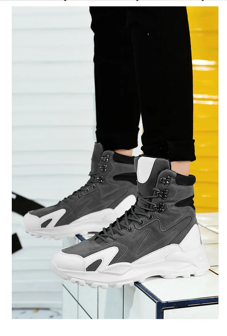 Fashion Men's Boots Comfortable Men Casual Shoes Breathable High Top Sneakers for Outdoor Non Slip Ankle Boots Platform Sneakers