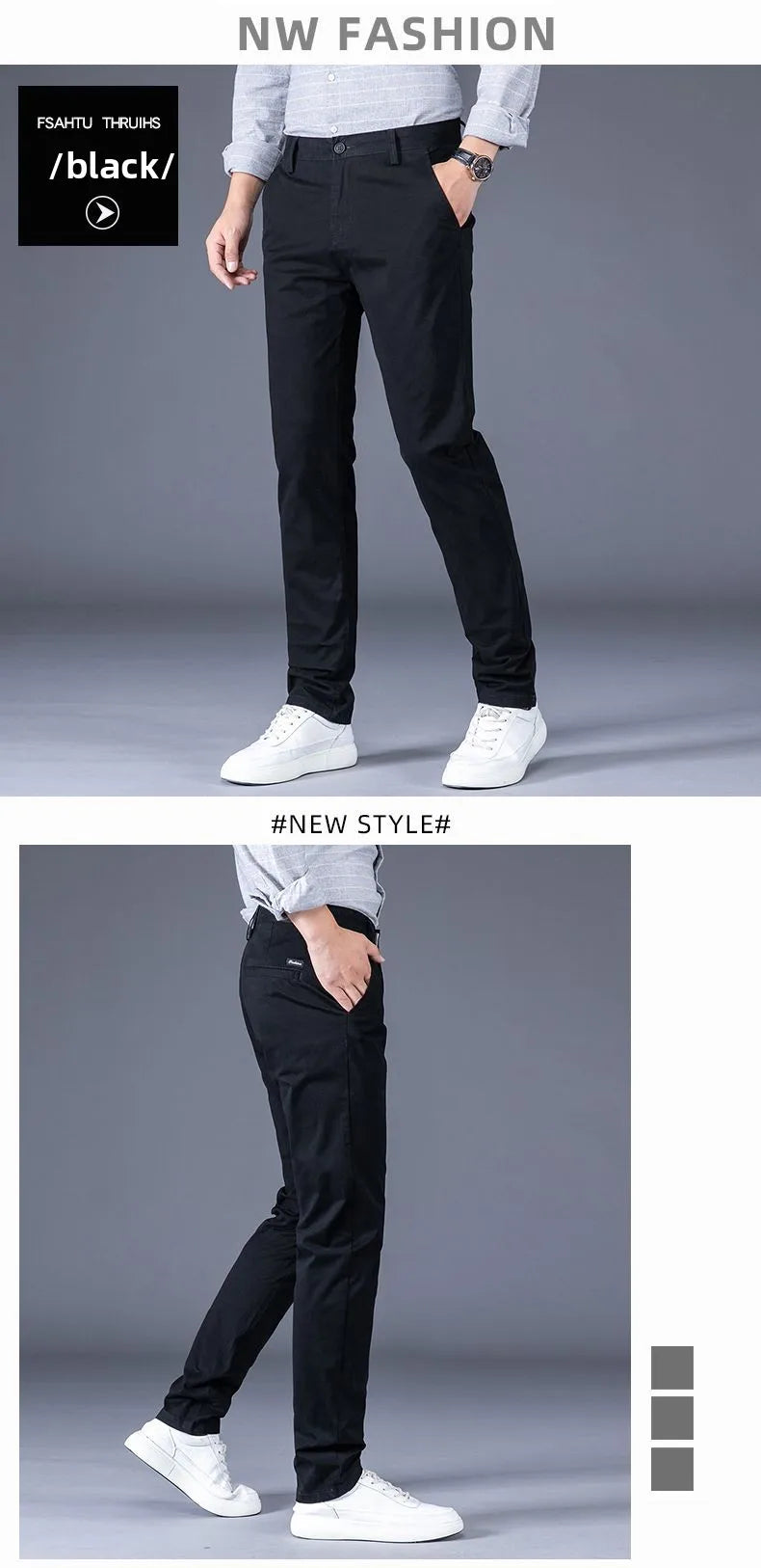 Men's Business Spring and Autumn Men's Casual Pants High-end Cotton Straight Stretch New Long Pants Slim Fleece PantsPlush
