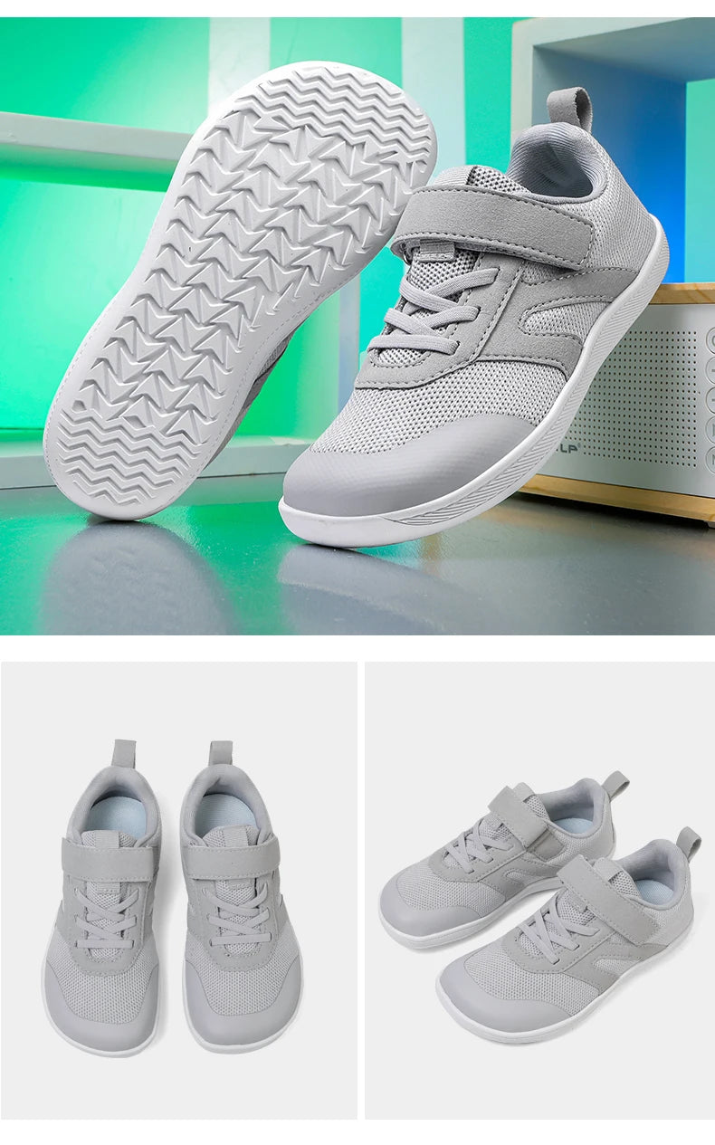 Kid Wide Width Barefoot Shoes | Boys/Girls Minimalist Elastic Opening Sneakers| Flexible- Zero Drop Sole Outdoor Children Shoes