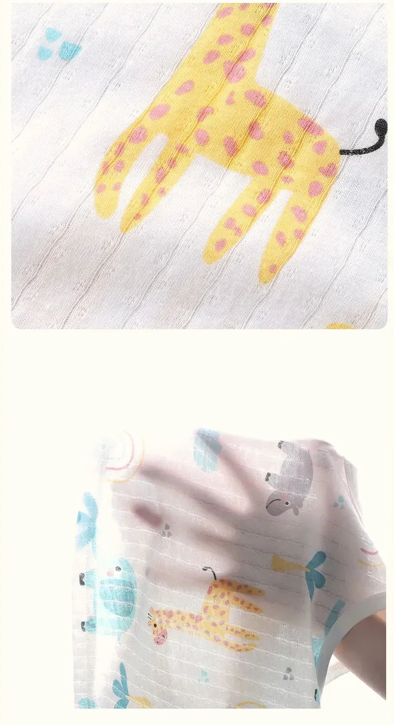 Summer Kids Baby Pajamas Vest+Shorts 2-Piece Clothing Set Boys Girls Cartoon Lion Giraffe Cotton Casual Clothes Suit 0-4 Years