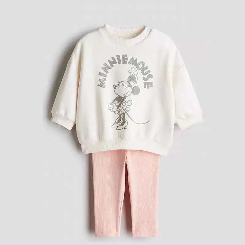 2pcs Cute Hoodie +Sweatpants Autumn Clothing New Design Long-sleeved Tracksuits Cartoon Round Neck Tops Loose Trousers Suit