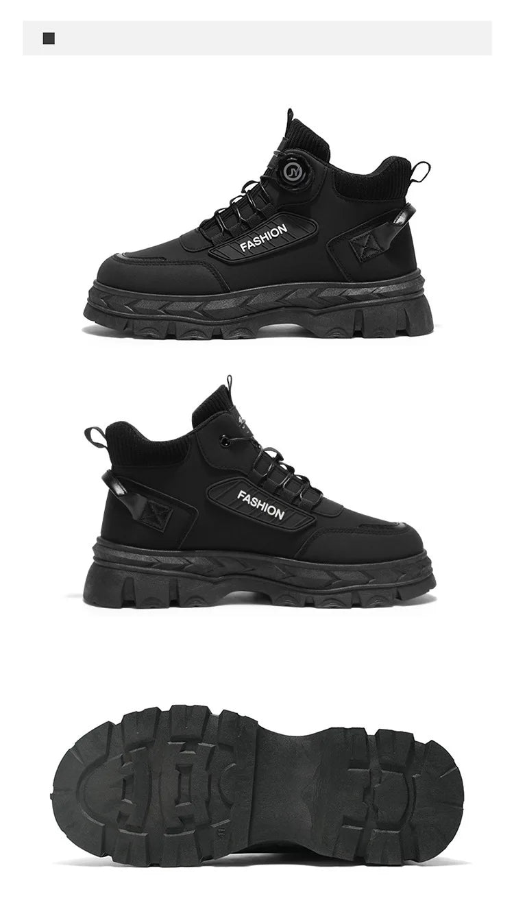 British Style Men's High Boots Fashion Outdoor Comfortable Work Boots Autumn Winter Mens Non-slip Wear-resistant Platform Boots