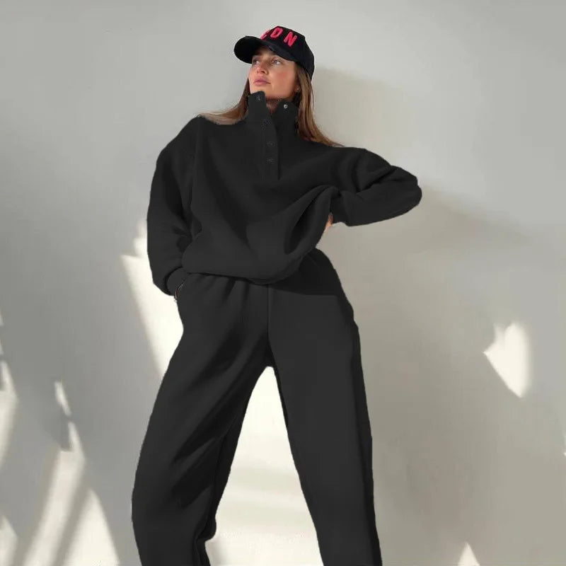 Oversized Solid Casual Pullovers Long Pant Set Warm Hoodie  New Tracksuit Suit Fashion pant sets sets for women 2 pieces