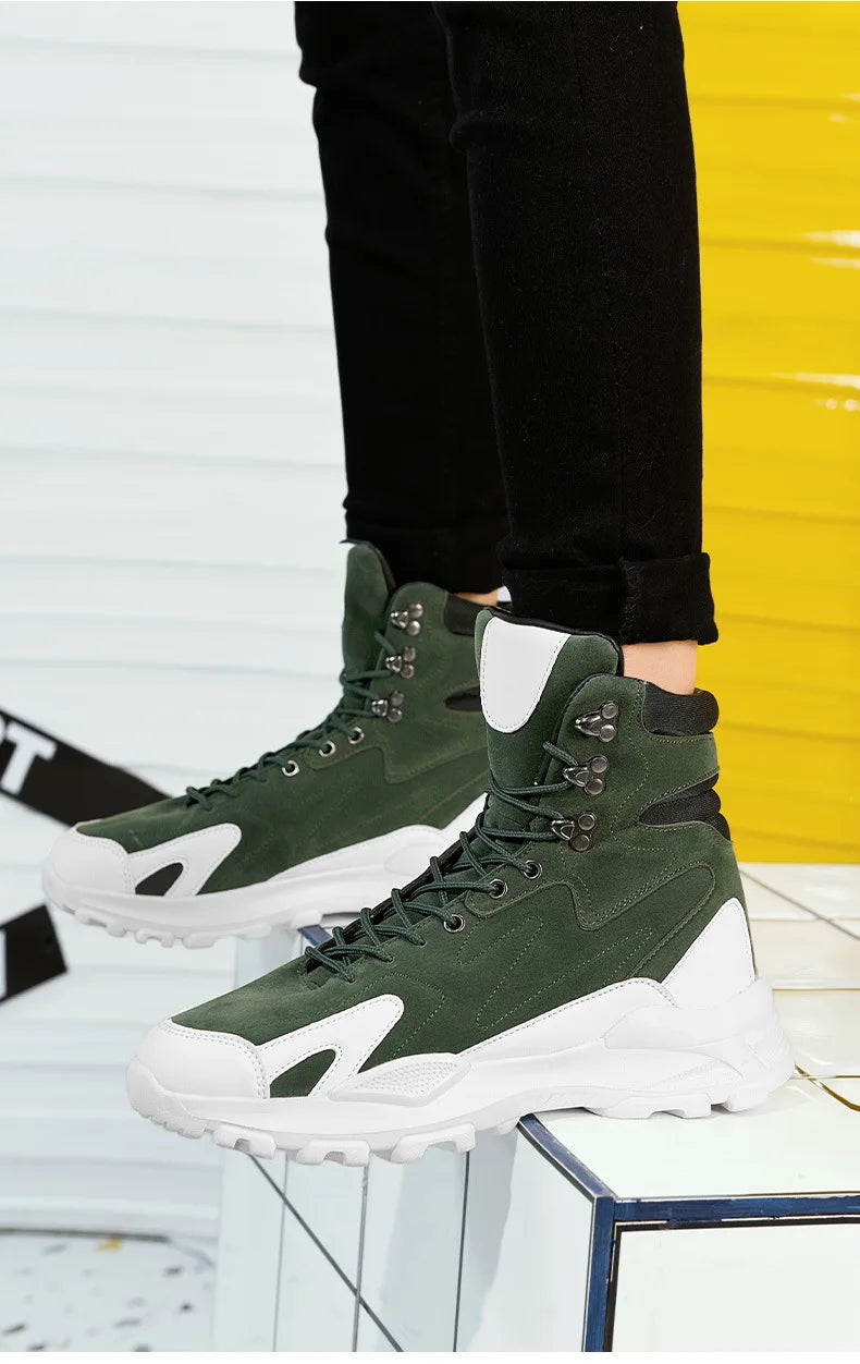 Fashion Men's Boots Comfortable Men Casual Shoes Breathable High Top Sneakers for Outdoor Non Slip Ankle Boots Platform Sneakers