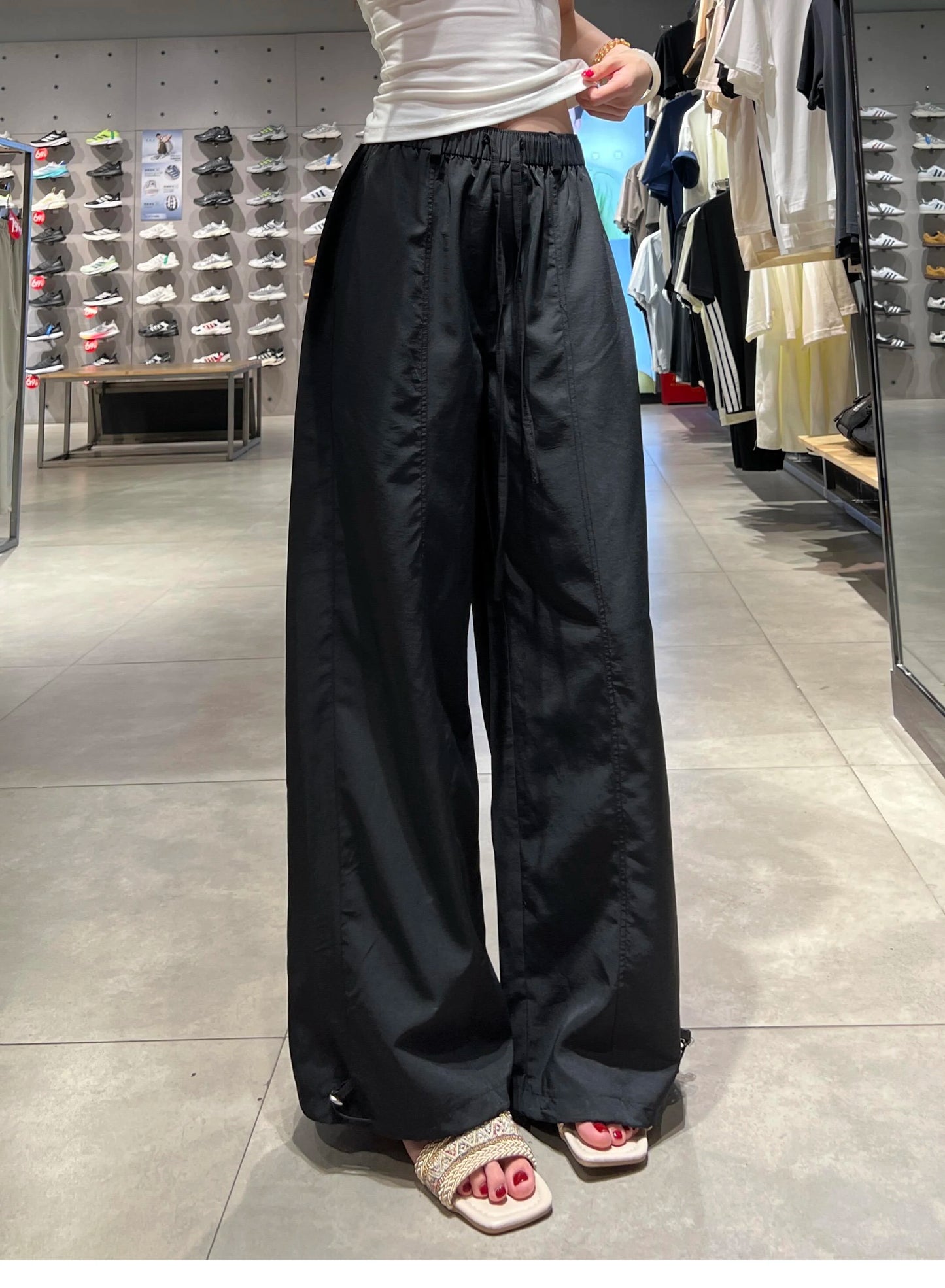 Korean Sle Simple White Straight Leg Pants Women Summer Thin High Waist Wide Leg Loose Feelings Casual Trousers