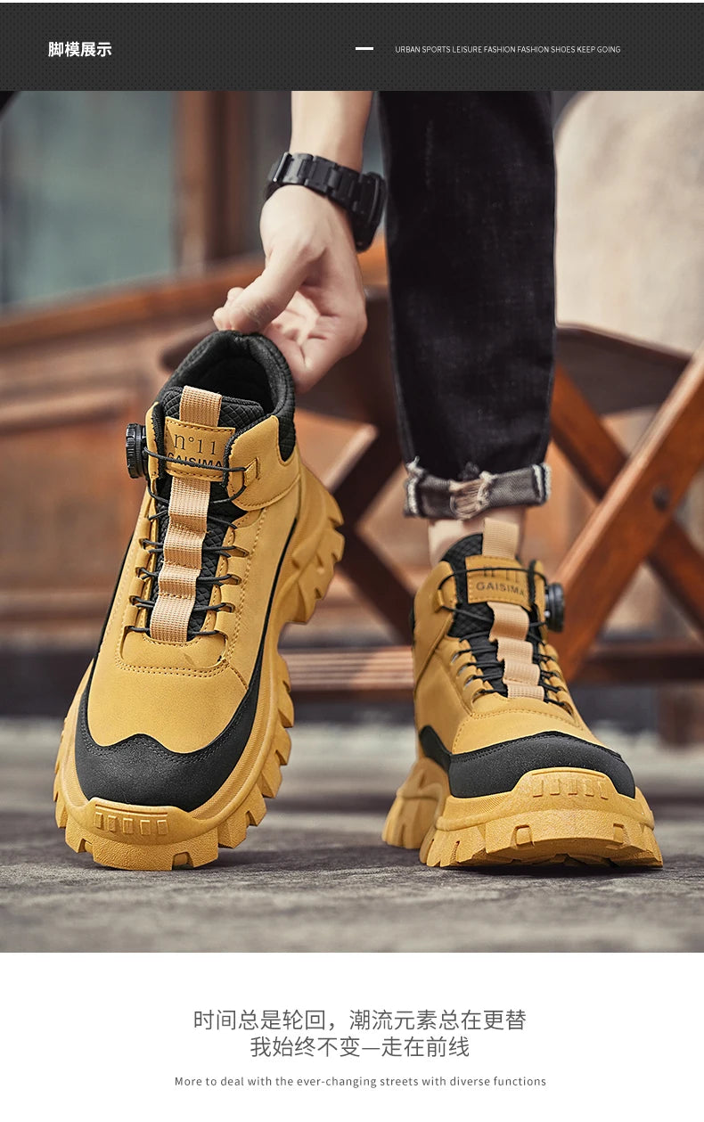 Men's Short Boots 2024 Winter New Thick Soled Work Casual Shoes Waterproof Non-Slip Sneakers Male Tenis Shoes Outdoor Boots Men