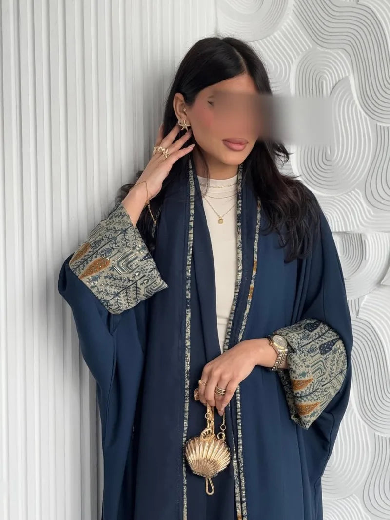 Muslim Women Abayas +Hajib 2pcs Islamic Kaftans Casual Maxi Dresses Arabian Jilbabs Middle Eastern Full Sleeve Open Front Abaya