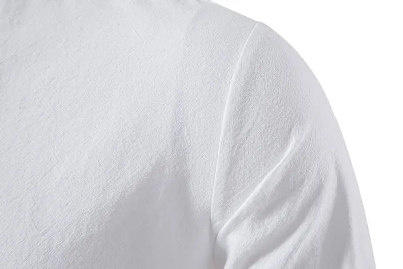 Men Cotton Linen Lace Up Long Sleeve Solid Blouse Shirts Summer Male Solid Loose Pullover Blouse Tops ARJ-A1776