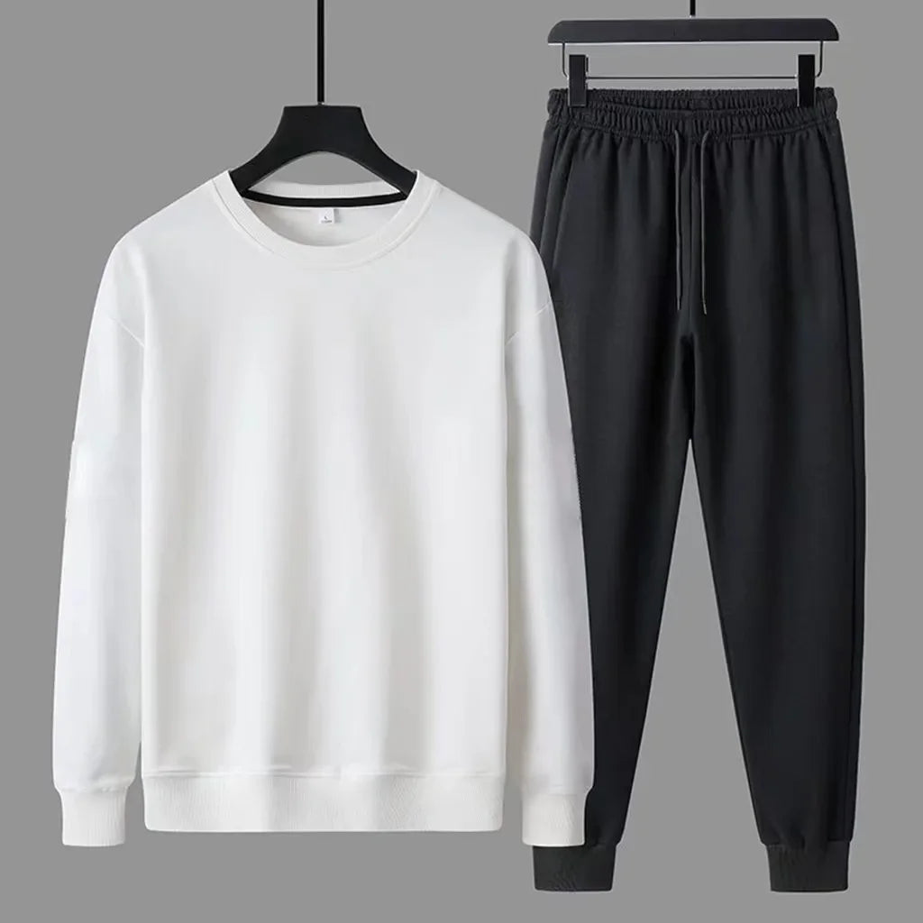 Men's Sportswear Hoodie Set Casual Long Sleeve round Neck Running Pants Two-Piece Suite Autumn Clothing Comfortable Breathable