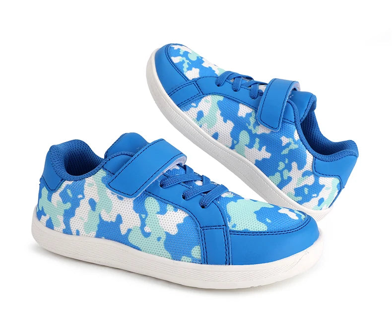 New Kids Wide Toe Barefoot Shoes Little/Big/Kid Hook Loop Minimalist Sneakers Artificial Leather Mesh Lightweight Shoes