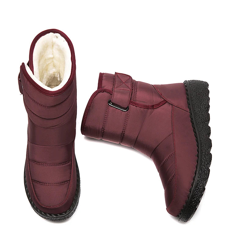 Boots Woman 2025 Winter Boots Women Low Heels Snow Boots With Fur Warm Footwear Winter Shoes Woman Luxury Middle Botas Mujer