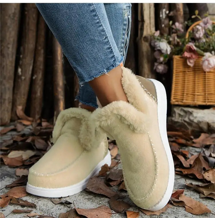 Boots Woman 2025 Trend Snow Flat Shoes Women Platform Women Shoes Fashion Ankle Boots Plush Botas Mujer Women's Winter Boots