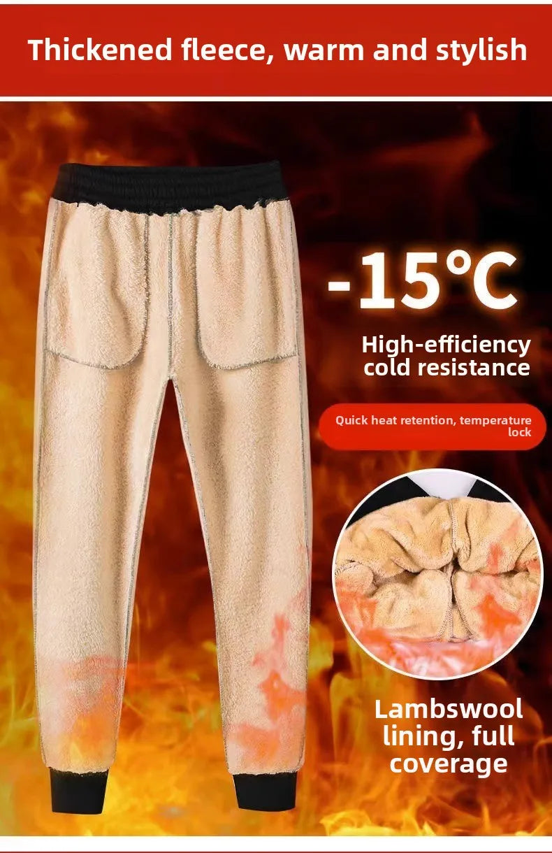 Men's Winter Lamb Velvet Sports Set Thiened Casual Sweatirt Pants Two-Piece Suit Warm Cozy Leisure Wear Long Sve